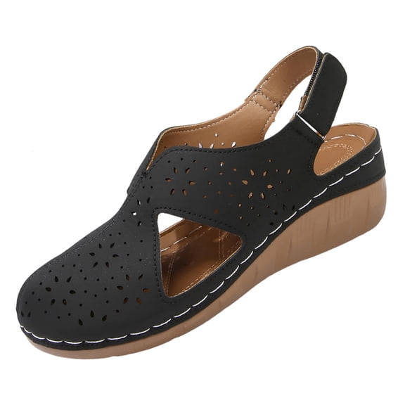 Hurxie Women Comfortable Flat Sandals: Dressy Summer Sandal - Closed Toe Fisherman Sandals Black 41