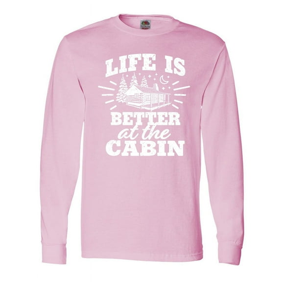 Inktastic Life is Better at the Cabin with Trees and Moon Long Sleeve T-Shirt