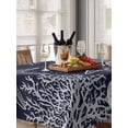 thumbnail image 6 of Navy Blue Coastal Table Cloth, Waterproof Tablecloth for Rectangle Tables, Starfish Coral Summer Beach Ocean Reusable Washable Fabric Table Cover for Restaurant Kitchen Dining Tables 60"x84", 6 of 9