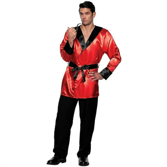 Red Satin Smoking Jacket Adult Costume | XX-Large
