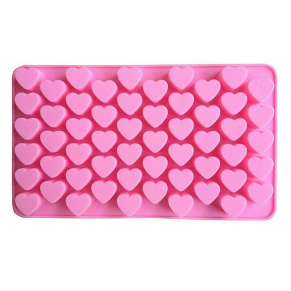 Silicone Mini Heart Molds | 55-Cavity Flexible Ice Cubes Tray & Chocolate Molds | Nonstick, Dishwasher Safe Thermoplastic Rubber | For Candy, Soap, Wax | 18.4 x 11 x 1.2 cm