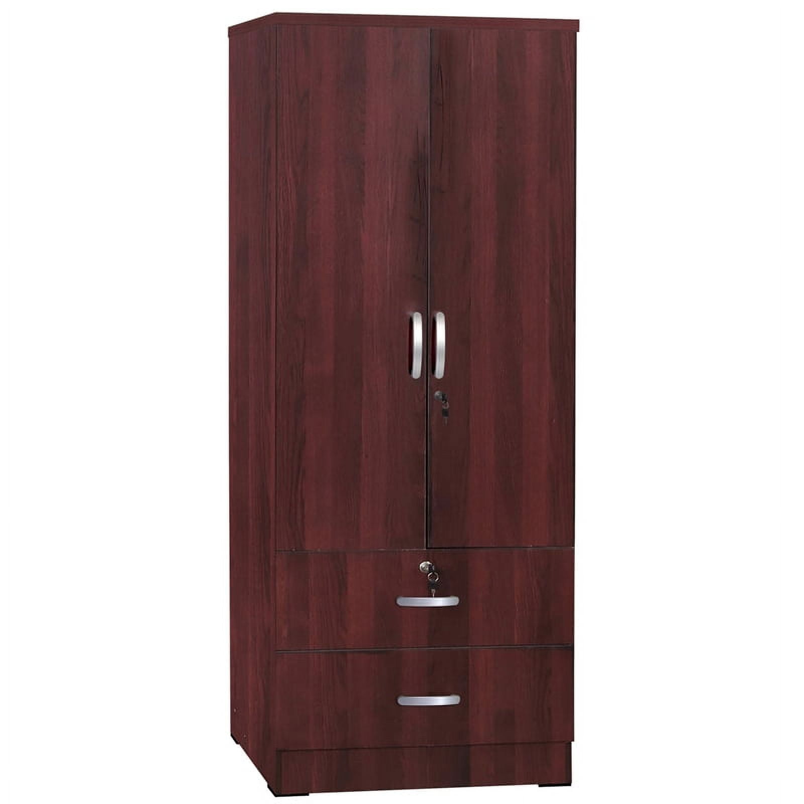 Pemberly Row Wood 2 Door Wardrobe Armoire With 2 Drawers Mahogany Other