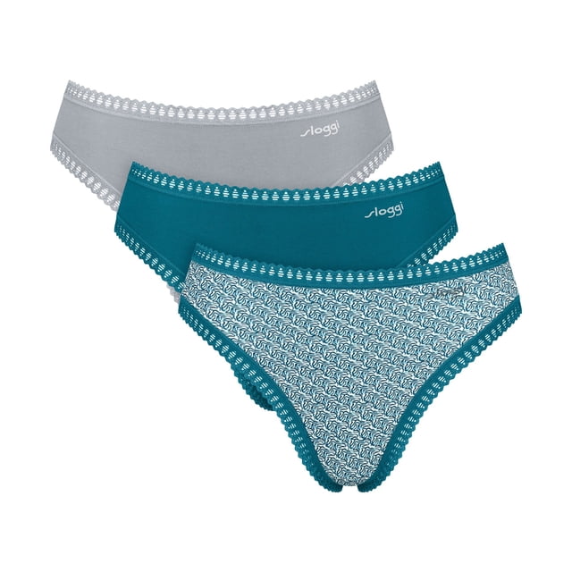 Sloggi Calzoncillos para mujer, pack de 3 - GO Crush High Leg C3P, pantalón, algodón elástico Azul/Gris 2XL (XX-Large)