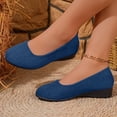 thumbnail image 6 of CQONEPT Womens Ballet Flats Business Office Work Dress Shoes Low Wedge Round Toe Slip Ons Comfortable Dressy Casual Flats Shoes Dark Blue 36, 6 of 6