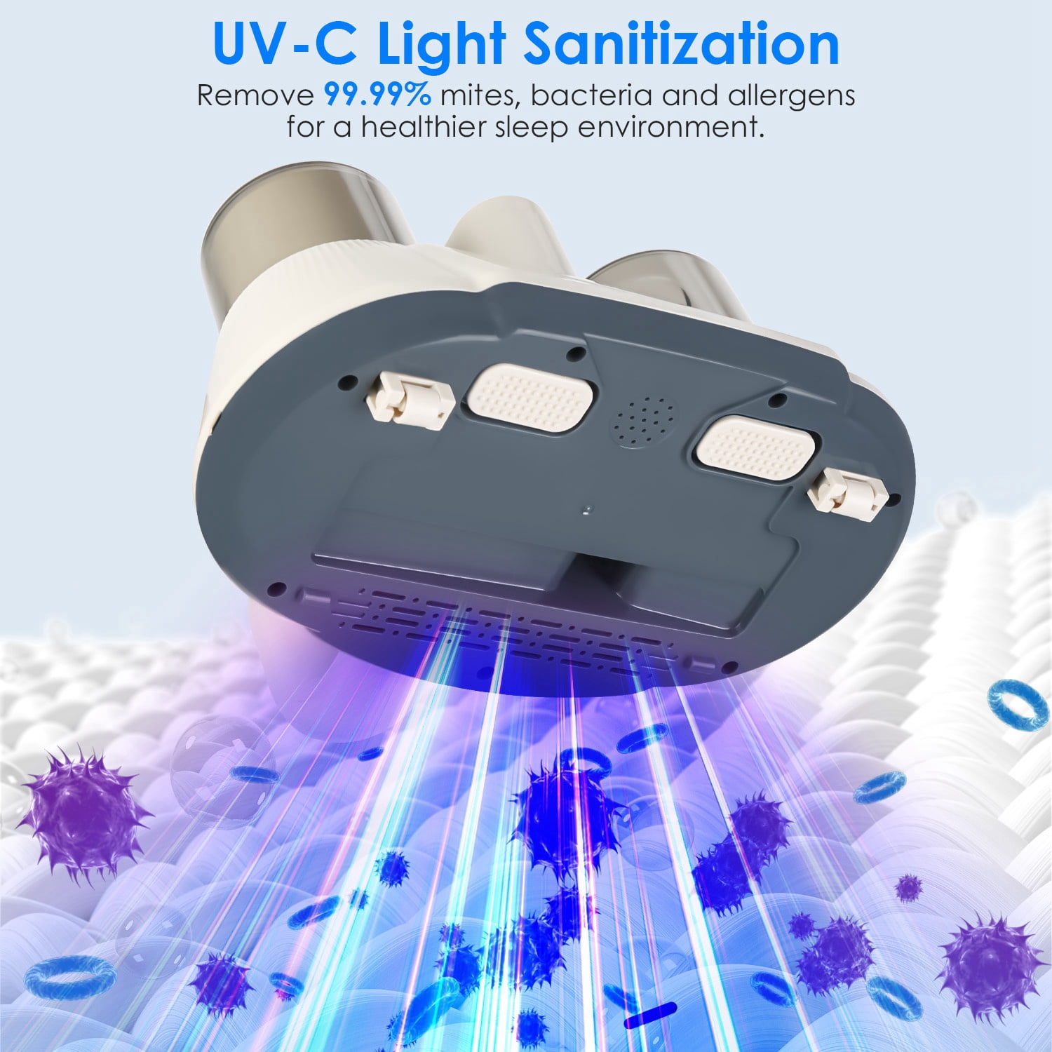 72000 Times/Min Tapping Mattress Vacuum Cleaner with UV-C Sanitizing Light, 9000PA & 15000PA Dual Suction Cordless Dust Mite Remover with Double Dust Cup