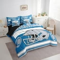 thumbnail image 3 of Feelyou American Sports Bedding Comforter Set 7pcs, Steel Blue Grey Queen Bedding Sets, Rugby Football Soccer Queen Sheet Sets, Lightweight Room Decorative, 3 of 7