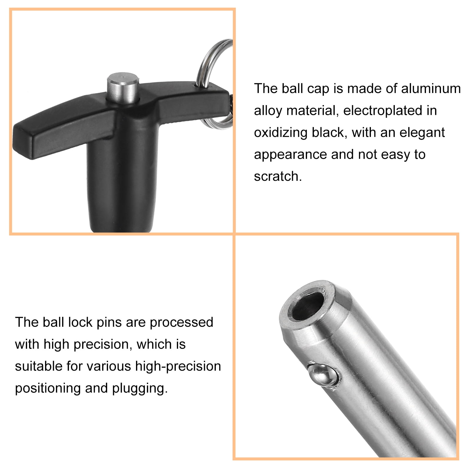 Uxcell 4Pack T Handle Lock Pins, 9.5mm x 10mm Usage Length Stainless Steel Push-Button Quick Release Pin