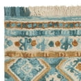 thumbnail image 5 of SAFAVIEH Blossom Keighley Geometric Fringe Wool Area Rug, Ivory/Teal, 4' x 6', 5 of 7