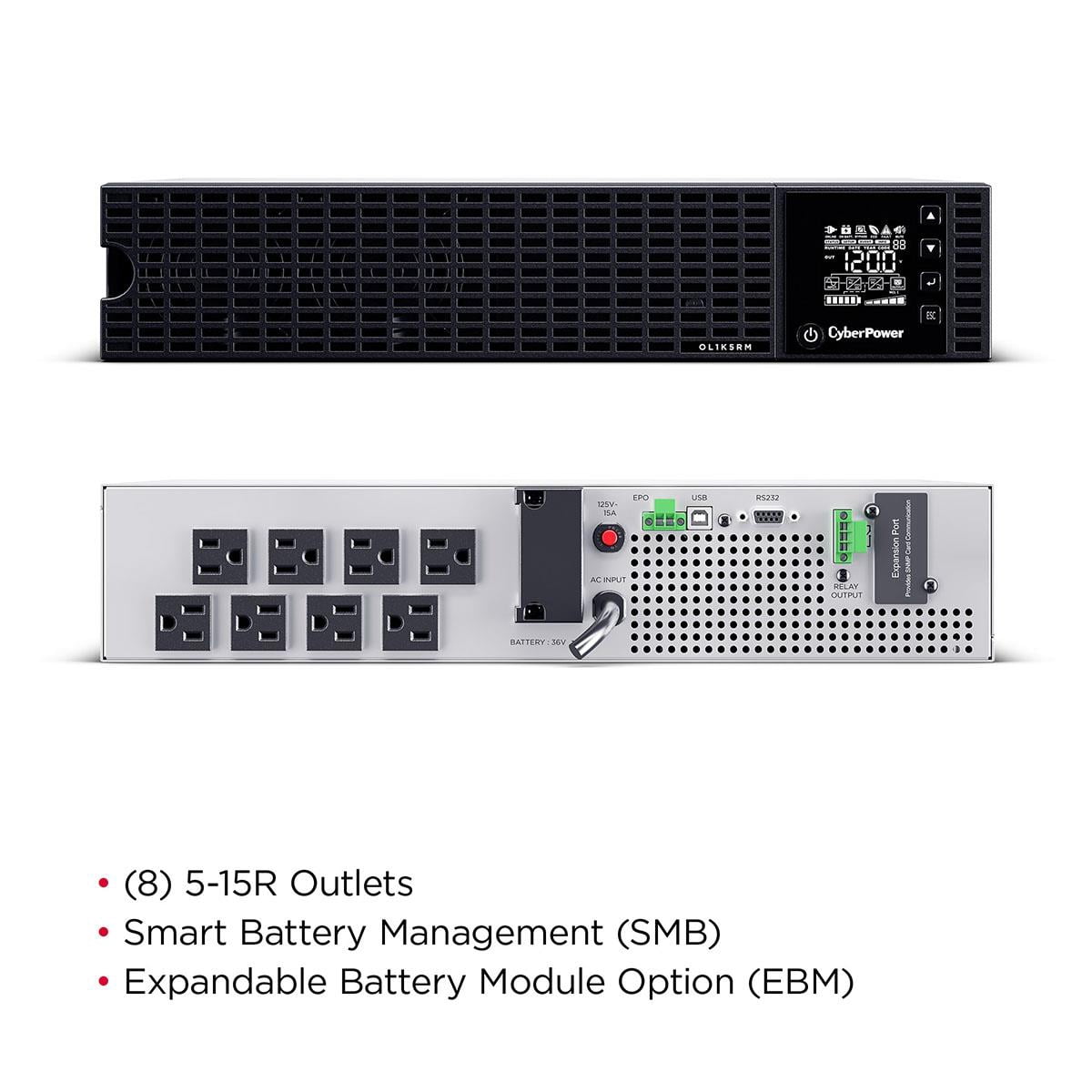 CyberPower OL1K5RM Online UPS System, Double-Conversion, 1500VA/1200W, 6 Outlets