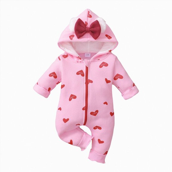 NIEWTR Newborn Baby Girl Clothes Ruffle Jumpsuit Romper Infant Coming Home Outfit for Baby Girl 0 3 6 9 12 Months Children Gift Set(A-Hot Pink,6-9 Months)