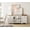 White, variant on Kitchen Buffet Sideboard Cabinet with 2 Glass Doors, Mid-Century Cupboard & End Table with Charging Station, 3-in-1 Console Table Entertainment Center for Living Room and Dining Room, Oak