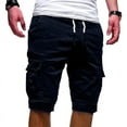 thumbnail image 1 of Men's Cargo Shorts Plus Size Big and Tall Cargo Shorts Multi-Pockets Relaxed Summer Drawstring Beach Shorts Pants, 1 of 5