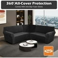 thumbnail image 6 of TOPCHANCES 3-Piece Velvet Recliner Sofa Covers, 7 Seat L-Shaped Corner Sofa Covers, Stretch Sectional Couch Slipcover ( Black ), 6 of 7