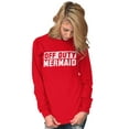 thumbnail image 4 of Off Duty Mermaid Funny Beach Swim Women's Long Sleeve T Shirt Brisco Brands X, 4 of 5