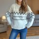 thumbnail image 4 of Suéter de cuello redondo para mujer, moda otoño invierno, tejido, suelto, manga larga, blusa, suéter de cuello redondo, suéter para mujer, 4 of 7