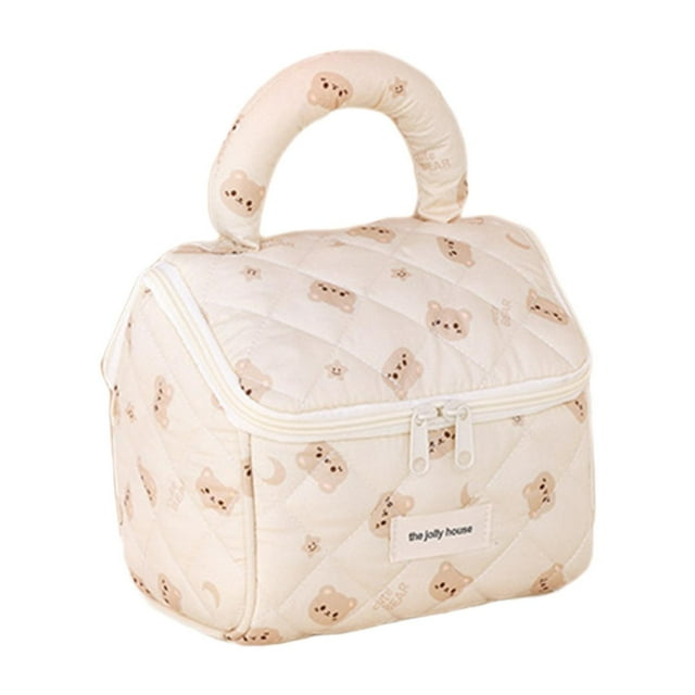 Bolsa de maquillaje acolchada de viaje, organizador de maquillaje, bolsa de lavado con doble cremallera, portátil para Oso