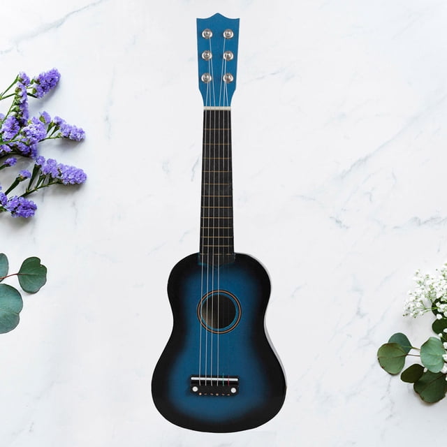 SHOWERORO Beginners Guitar Music Instrument Acoustic Guitar Blue for Kids Home Practice 1Set