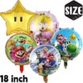 thumbnail image 4 of Juego de 6 globos de aluminio de Super Mario Bros de 18 pulgadas para decoración de fiestas de cumpleaños infantiles, juguetes inflables para baby shower, regalos para niños, Globos, 4 of 5