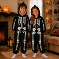 thumbnail image 2 of REDARER Kids Skeleton Hooded Onesie Full Zip with Pockets for Trick or Treat Halloween Party Cosplay Casual Loungewear Pajama Outfit,4-5 Years, 2 of 5