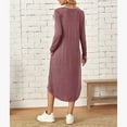 thumbnail image 5 of Njoeus Women's Soft Sleepwear Long Sleeve Nightgown Casual Dresses Full Length Nightshirt Loose Loungewear Pajama Dress with Pockets, 5 of 9