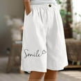thumbnail image 2 of WAYUTE Women Shorts Elastic Solid Color Shorts Button Down Half Pants with Pocket Casual Short Pant Wide Leg Shorts, 2 of 6