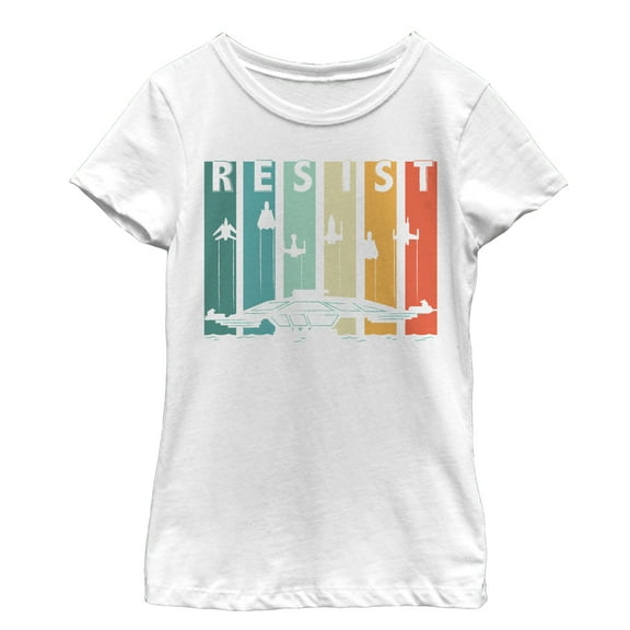 Girl's Star Wars Resistance Pilot Rainbow Stripe  Graphic Tee White X Small