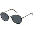 thumbnail image 2 of Modern Full Metal Round Sunglasses Neutral Colored Flat Lens 51mm (Black / Smoke), 2 of 4