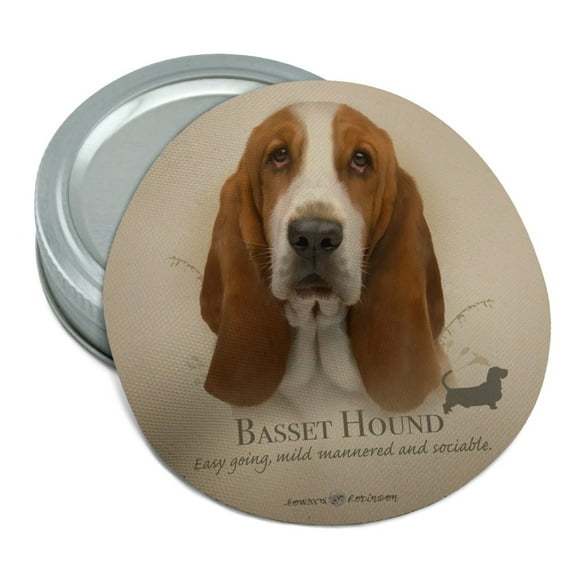 Basset Hound Dog Breed Round Rubber Non-Slip Jar Gripper Lid Opener