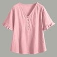 thumbnail image 6 of Ihhxva Plus Size Women's Linen Tops V-Neck Blouse Loose Fit Button Detail Flutter Sleeves Casual Summer Top Airy Flowy Tunic for Beach Vacation S-2XL, 6 of 8