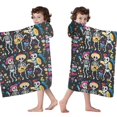 thumbnail image 4 of Day Of the Dead Halloween Pattern Hooded Bath Towel，60"x35" for Ages 3 To 12 Kids, Quick Dry Lightweight Soft Microfiber Hood Beach Towel Cover Up for Kids, 4 of 7
