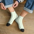 thumbnail image 3 of Fuzoiu Green Checkboard Print Adult Socks, Crew Moisture-wicking Socks, Unisex Cushion Crew Socks,Casual Sports Ankle Socks, 3 of 7