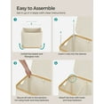thumbnail image 6 of 130L Laundry Hamper with Lid 3-Section Large Laundry Basket Removable Mesh Liner Bamboo Handles Collapsible Cream White, 6 of 9