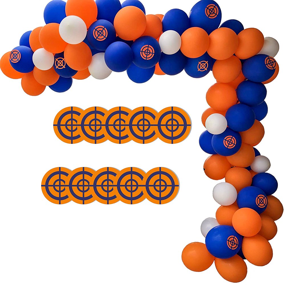 Dart War Party Balloon Garland Kit, 113Pack Blue Orange Black Balloons