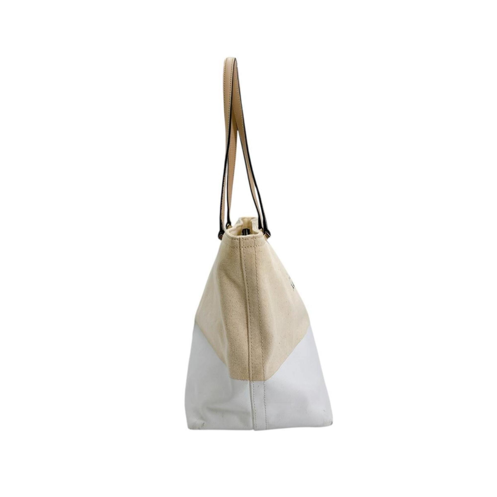 Pre-Owned Kate Spade Big Logo Canvas Tote Bag PXRU6572 108 Beige (Good)