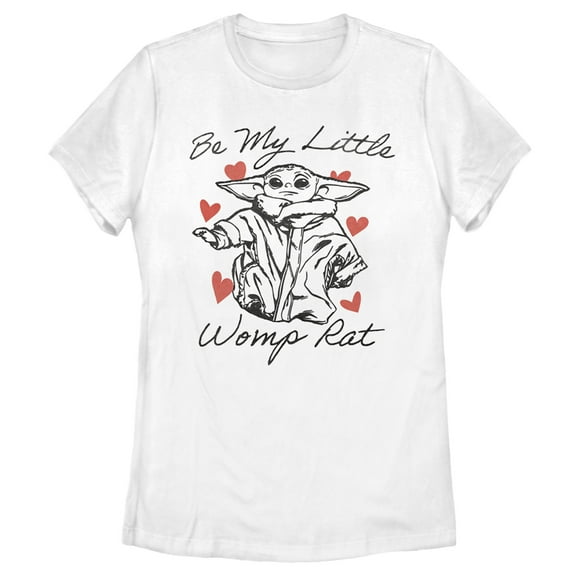 Women's Star Wars: The Mandalorian Valentine's Day The Child Be My Womp Rat  Graphic Tee White Medium