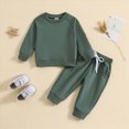 thumbnail image 2 of TOWED22 Toddler Baby Boy Girl Fall Winter Outfit Checkered Patchwork Long Sleeve Sweatshirt Pullover Tops Jogger Pants 2Pcs Clothes Set Size:18-24 M,Color:Dark Green, 2 of 6