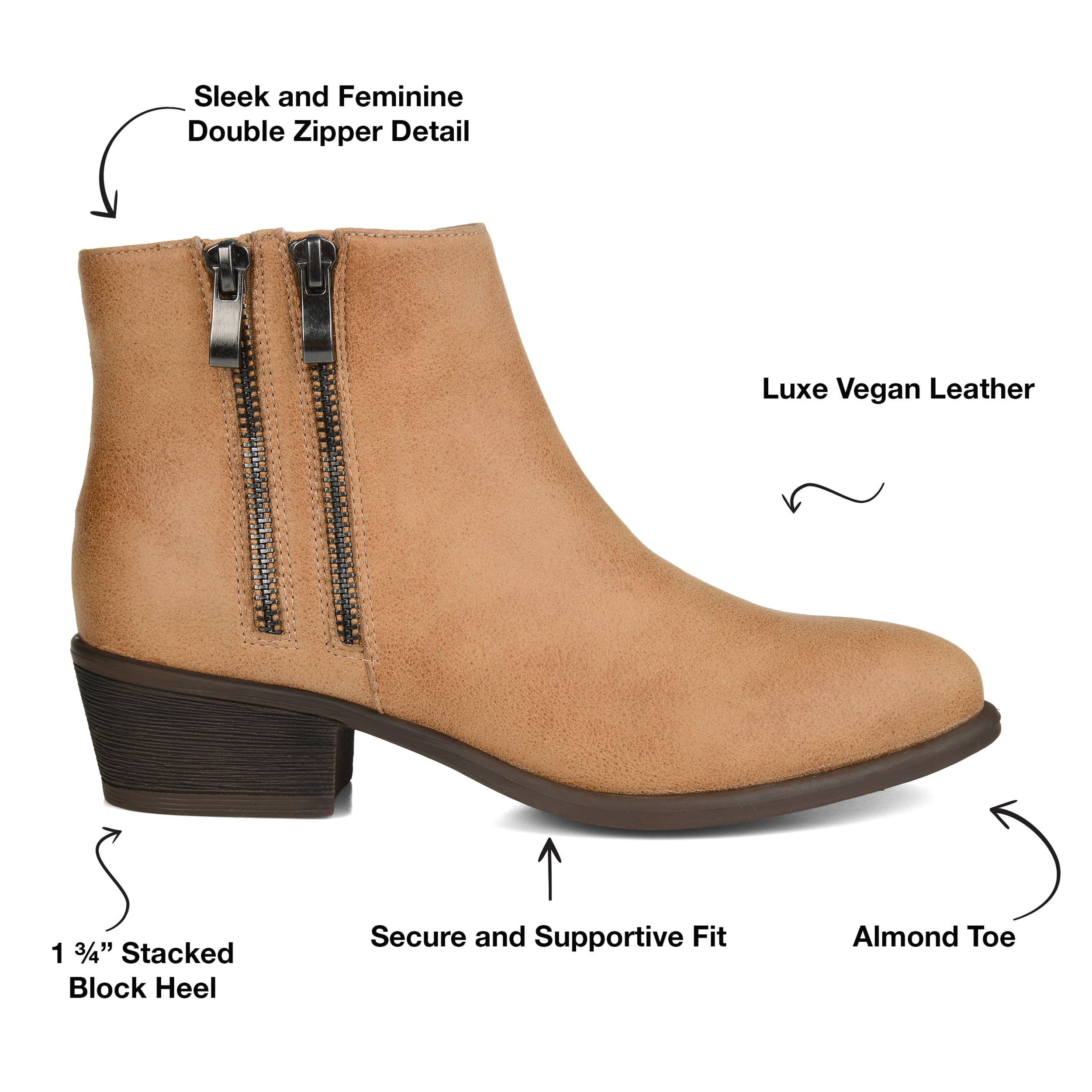 Journee Womens Jayda Inside Zip Stacked Heel Booties