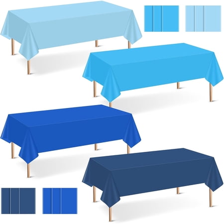 12Pcs Blue Table Cloth Disposable Plastic Tablecloths for Rectangle Tables Ombre Blue Ocean Baby Shower Table Cover for Birthday Wedding Sea Party Supplies Decoration(54X72inch)
