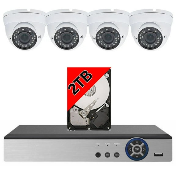 Evertech 8 Channel DVR with 2TB Memory Storage and (4) HD 1080P Dome Security Camera System