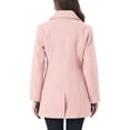 thumbnail image 3 of MODA NOVA Juniors Shawl Collar Single Breasted Mid-Thigh Winter Overcoat Pink S, 3 of 6