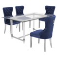 thumbnail image 1 of 5pc. Ensemble de Repas en Verre de 68 x 40 Po avec 4 Chaises et Acier Inoxydable Argenté, 1 of 3