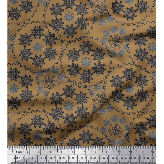 Soimoi Velvet Fabric Snowflake Artistic Fabric Prints By Yard 58 Inch Wide