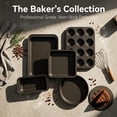 thumbnail image 3 of M Buder Baking Pans Set, 5 Piece Non-Stick Carbon Steel Bakeware Set with Muffin Pan & Cookie Sheet & Cake Pan, Black, 3 of 9