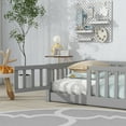 thumbnail image 5 of Twin Montessori Floor Bed for Toddlers, UHOMEPRO Kids Floor Bed with Safety Fence and Door, Low Profile Wood Platform Bed, No Box Spring Needed, Grey, 5 of 14