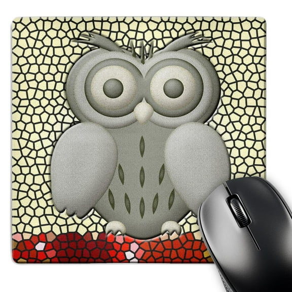 3dRose, Cute Owl with Big Eyes and Pretty Background, MousePad