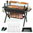 thumbnail image 1 of Patiojoy Barbecue Charcoal Grills Stainless Steel Camping Grill w/ Wind Guard Seasoning Racks & Storage Shelf, 1 of 9