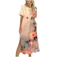 thumbnail image 2 of Ovzne Robes pour Femmes Robe de Plage Robe Unie Ample Décontractée Mode Manches Longues Robe à Col Manches Longues Grande Taille Robe Maxi Manches Longues Imprimée Liquidation, 2 of 7