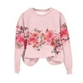 thumbnail image 4 of Spring Tops for Women Homenesgenics Clothes under $5.00 Fashion Women's Casual Long Sleeve Round Neck Ladies Sweatshirt Tops Blouse(Pink,XXL), 4 of 4