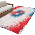 thumbnail image 2 of Independence Day Firework Washable Area Rug 2.7 x 5 ft 4th of July Red Blue American Flag Wood Grain, Soft Non Slip Rugs Stain Repellent Indoor Felt Carpet for Living Dining Room Bedroom Home Office, 2 of 9