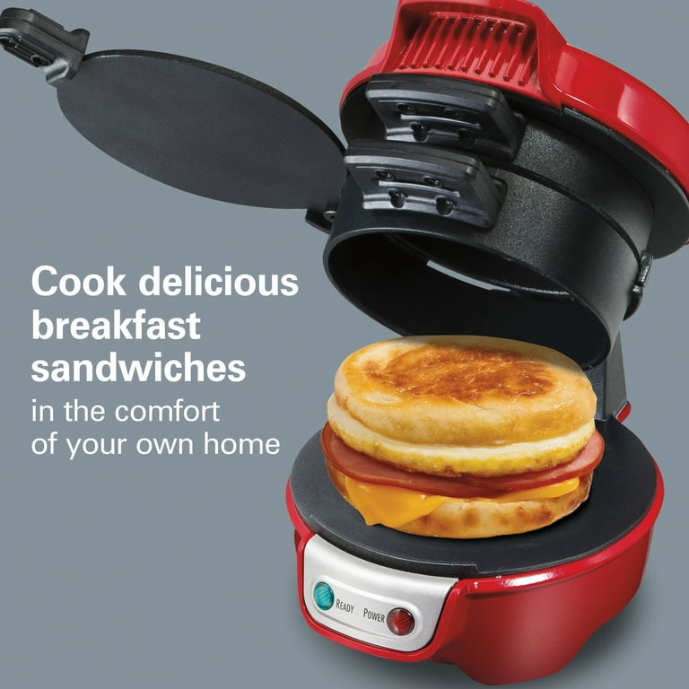 Hamilton Beach Breakfast Sandwich Maker with Egg Cooker Ring, Customize  Ingredients, Red, 25476